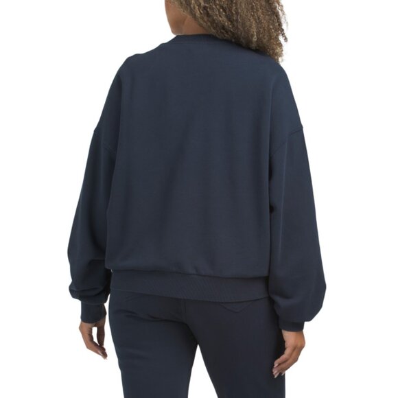 DRIFTWOOD JEANS Navy Floral Embroidered Teddy Sweatshirt - Picture 2 of 2